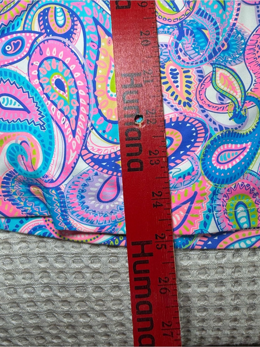 Lulu-B 3/4 Sleeve V Neck Ruffle Top Womens Size XL Vibrant Paisley UPF 50 Pink - Picture 5 of 8
